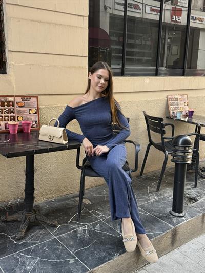 Rose Asimetrik Takım Lacivert