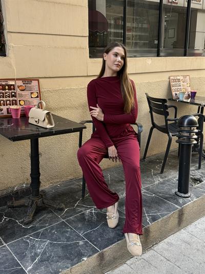 Sandy Asimetrik Takım Bordo