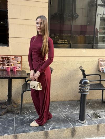 Sandy Asimetrik Takım Bordo