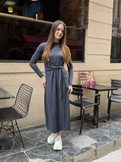 Sanja Bağlamalı Elbise Antrasit