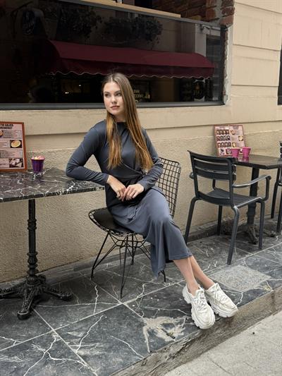 Sanja Bağlamalı Elbise Antrasit