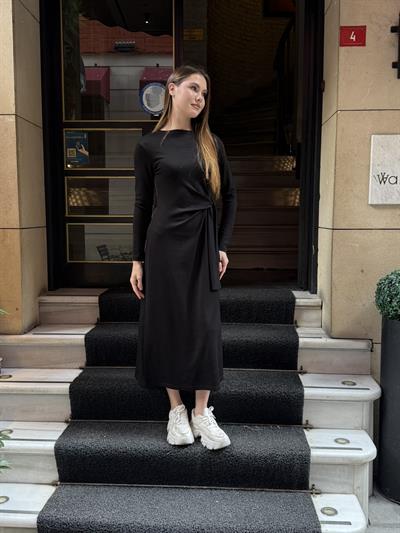 Sanja Bağlamalı Elbise Siyah