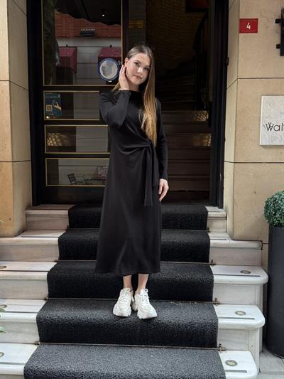 Sanja Bağlamalı Elbise Siyah