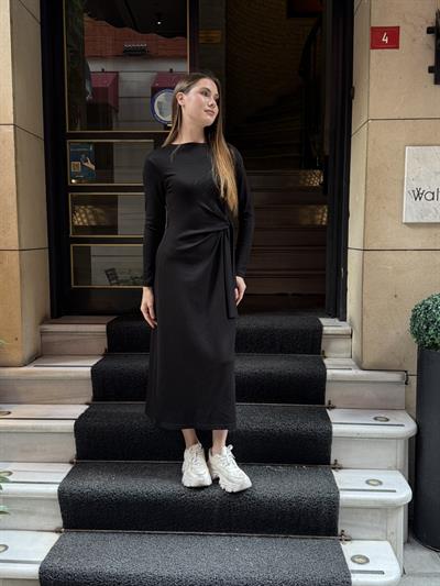 Sanja Bağlamalı Elbise Siyah