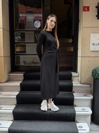 Sanja Bağlamalı Elbise Siyah
