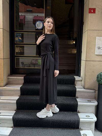 Sanja Bağlamalı Elbise Siyah