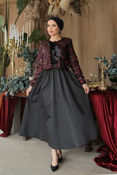 Sesa Payetli Takım Siyah