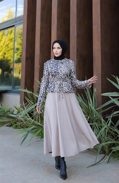 Süet Etekli Leopar Takım