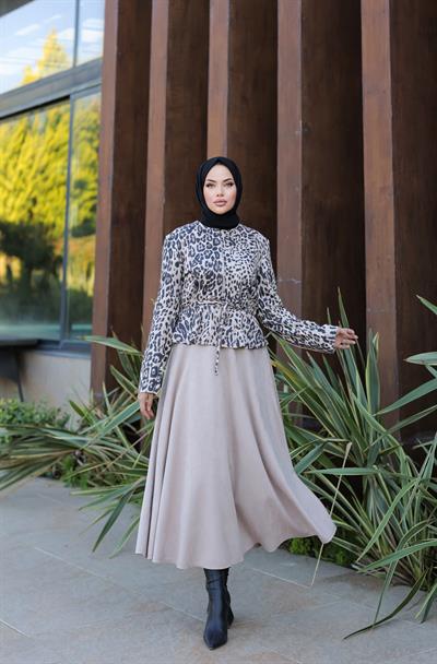 Süet Etekli Leopar Takım