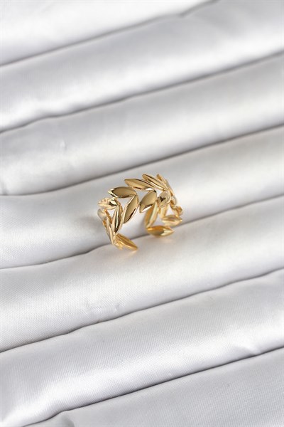 316L Çelik Gold Renk Başak Figür Kadın Yüzük