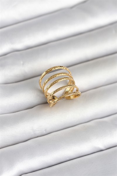 316L Çelik Gold Renk Sıralı Model Kadın Yüzük