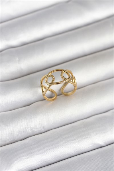 316L Çelik Gold Renk Zincir Model Kadın Yüzük