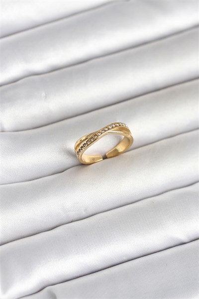 316L Çelik Gold Renk Zirkon Taşlı Kadın Yüzük