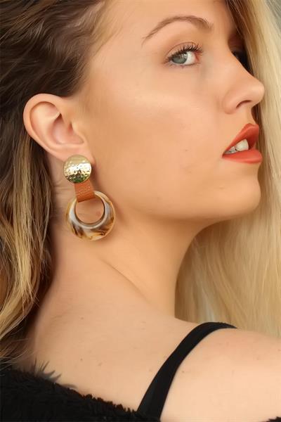 Desenli Kahverengi Bayan Küpe