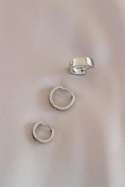 Gümüş Renk Metal Küpe Seti