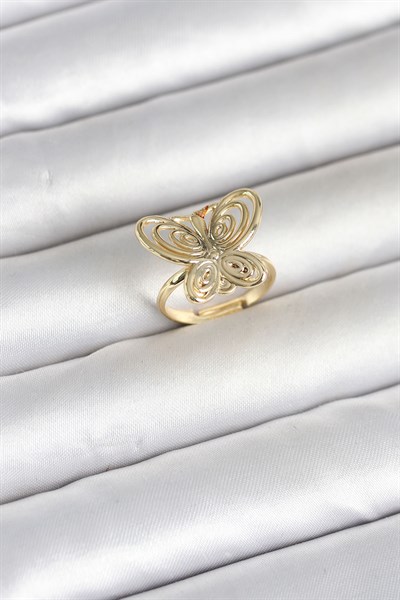 Pirinç Gold Renk Füsun Kelebek Model Kadın Yüzük