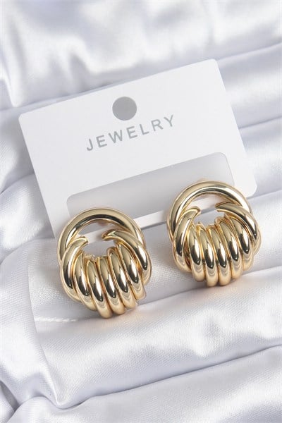 Pirinç Gold Renk Sarmal Model Kadın Küpe