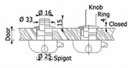 38.36.180 kilit için buton - halka. Delik Ø 26mm.