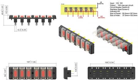 6lı Switch Panel - Su Geçirmez Kapaklı