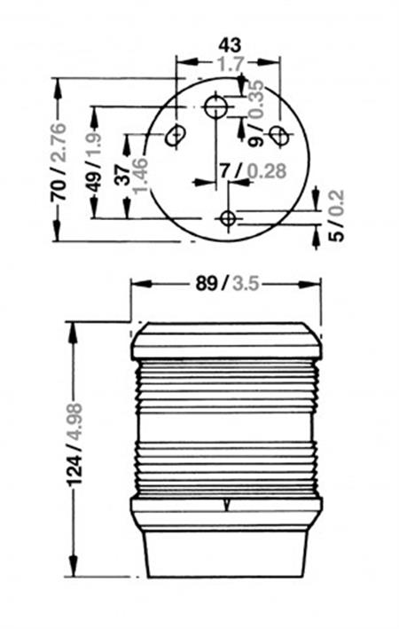 Aqua Signal 40 Serisi 360 Kırmızı Seyir Feneri Siyah 24V