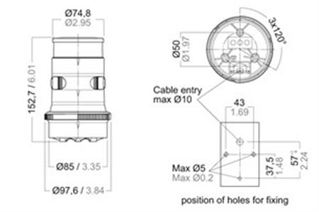 Aqua Signal Tricolor/360 Beyaz Seyir Feneri 12/24V Beyaz Kasa