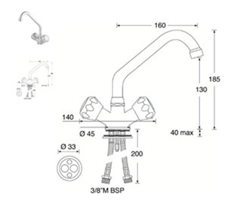 Barka Çiftli Musluk Soğuk/Sıcak MG3100