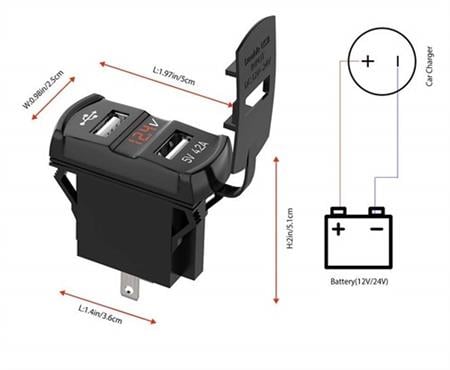Bfy İkili USB Soketi + Voltmetre Kare