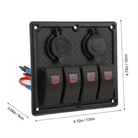 Bfy Switch Panel 4lü Usb +Çakmaklık Kırmızı