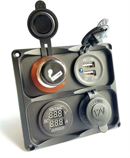 Bfy Switch Panel 4lü Usb + Voltmetre + Ampermetre+ S.Çakmaklık + Çakmaklık