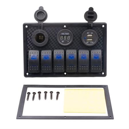 Bfy Switch Panel 6lı +Usb+Plastik Çakmaklık+ Voltmetre