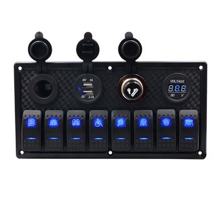 Bfy Switch Panel 8li +Usb+Plastik Çakmaklık+ Çakmak+ Voltmetre