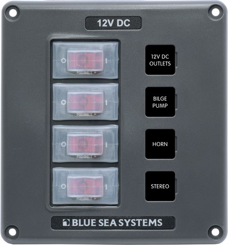 Blue Sea Systems 12V DC Su Geçirmez Sigorta Paneli 4lü 4320