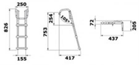 Kompakt, teleskopik, tutamaklı 3 basamaklı merdiven 820mm