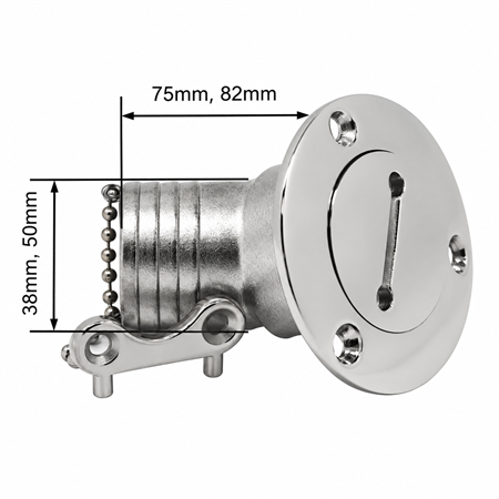 Krom Yakıt Dolum Ağzı 38 mm - Eğimli