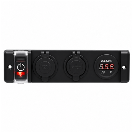 Labarka 3lü Panel USB + Çakmaklık + Voltmetre