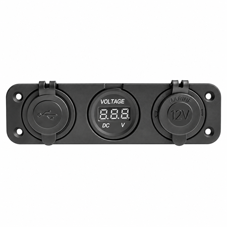 Labarka 3lü Panel USB + Çakmaklık + Voltmetre