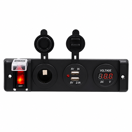 Labarka 3lü Panel USB + Çakmaklık + Voltmetre