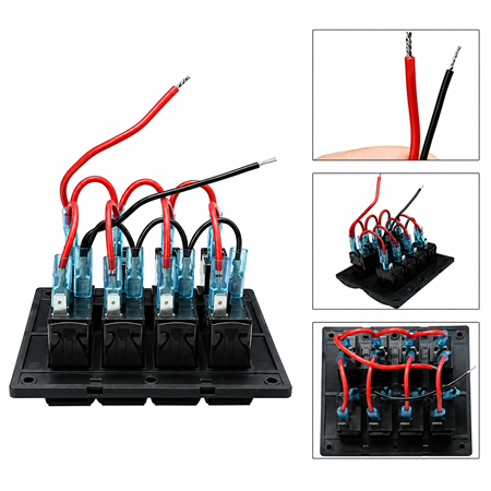 Labarka 4lü Switch Panel Otomatik Sigortalı Mavi LEDli 12-24V