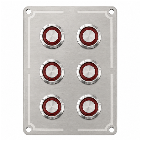 Labarka 6lı Krom Switch Panel Sigortalı Kırmızı LEDli 12-24V