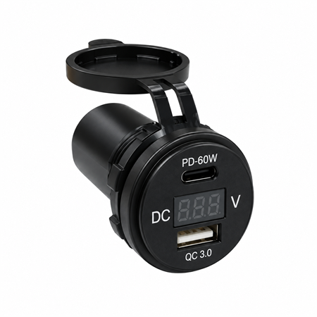 Labarka USB + Type-C + Voltmetre Soketi 12/24V