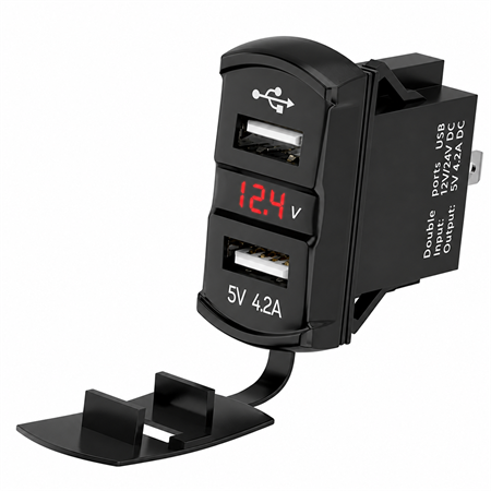 Labarka USB + Voltmetre Soketi 12/24V