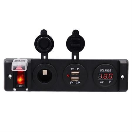 Marine Çakmaklık Usb ve Voltmetre Soketi 12v Düğmeli