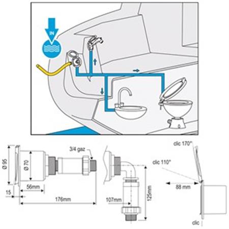 Nuova Rade Gömme su girişi, kromaj kapak