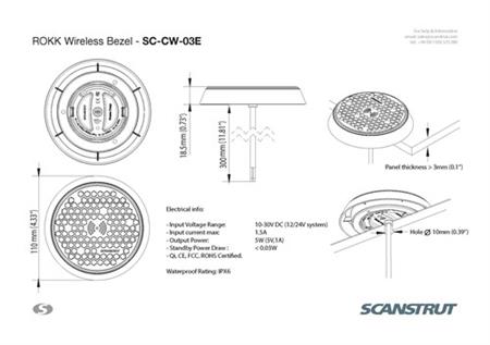 Scanstrut SC-CW-03E Rokk Kablosuz Şarj Ünitesi, yüzeye montaj