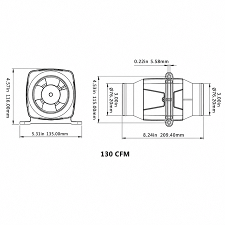 Seaflo Marin Blower 12V 76mm