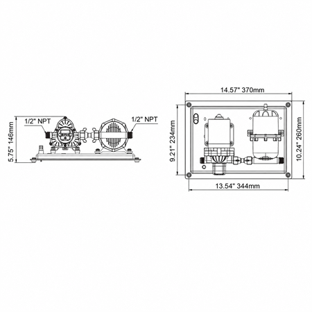 Seaflo Tanklı Hidrofor Seti 12V 11.3 L/dk - 0.75 Litre Tank