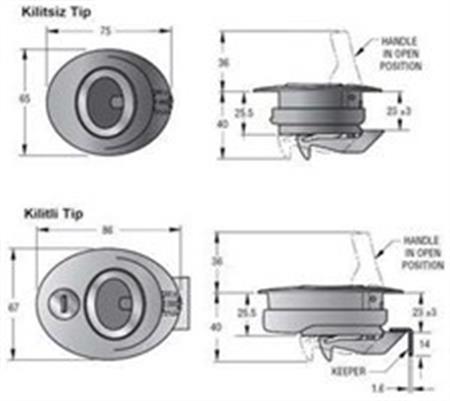 Southco Marine Beetle kulplu kilit 10-16mm Anahtarsız