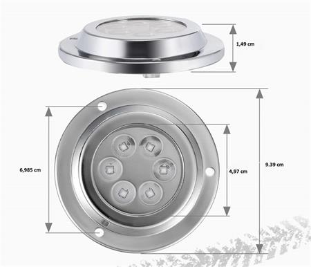 Su Altı Lambası 6 Ledli Yuvarlak 12-30V Mavi