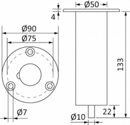 Teleskopik Duş Direği için montaj tabanı