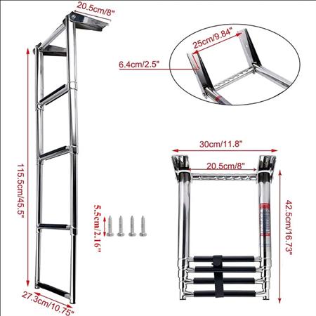 Teleskopik Merdiven 4 Basamaklı Platform Üstü Destekli 254X1150mm